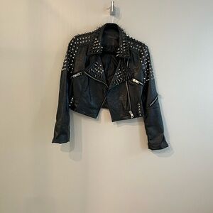 Women's Black Studded Leather Jacket
